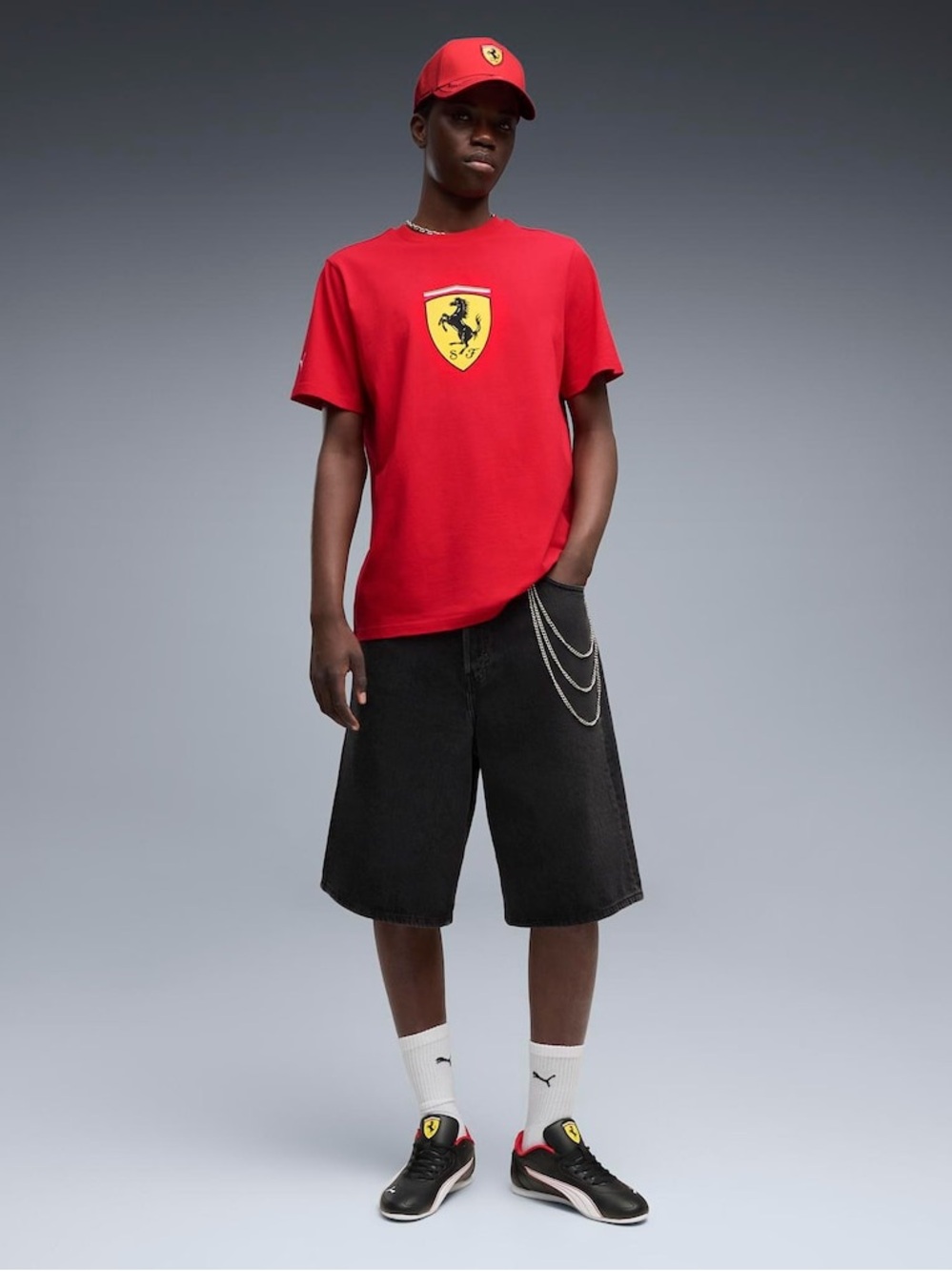 PUMA Ferrari red tee T-shirt with yellow shield logo size XL men dry cell